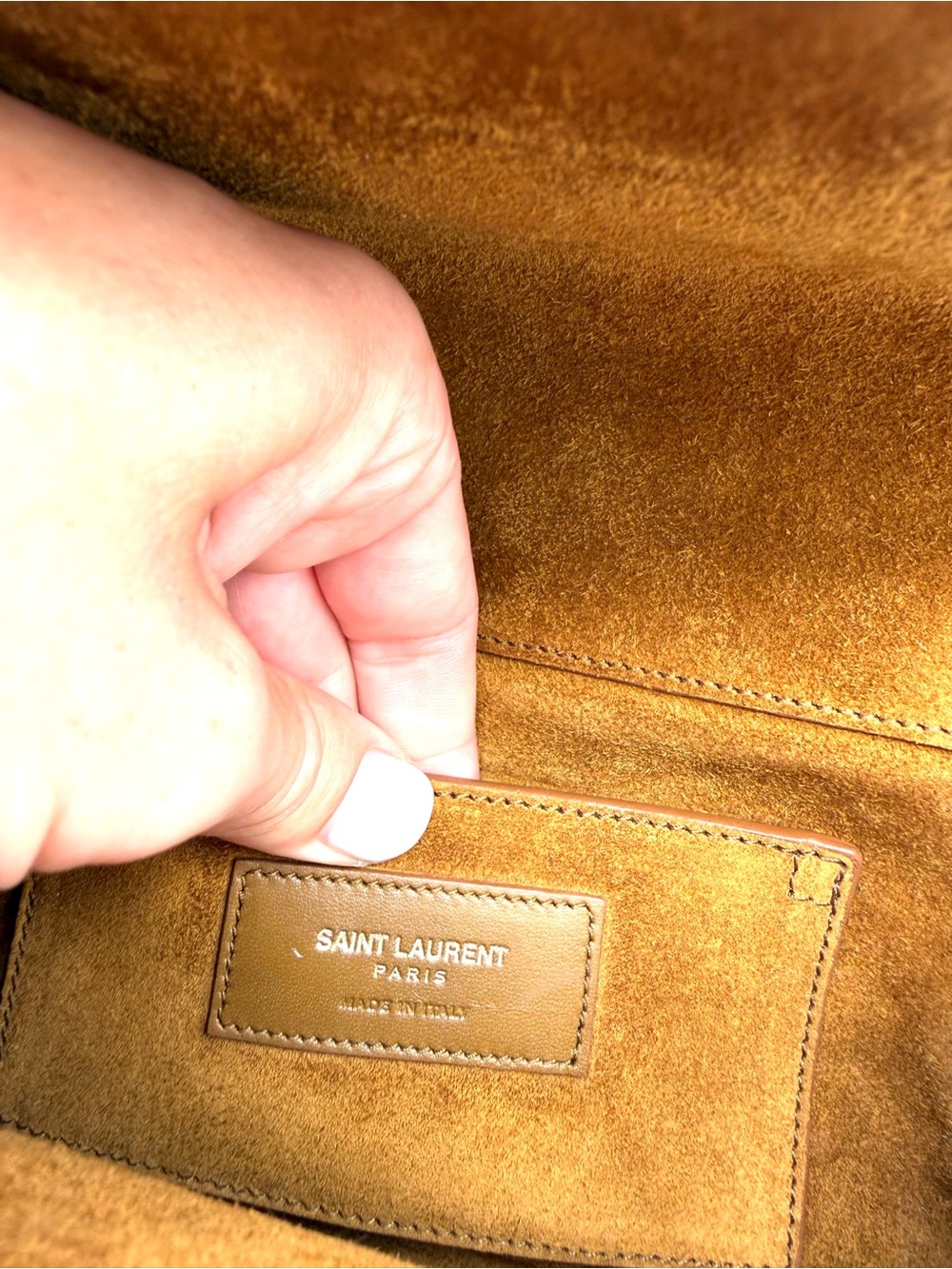 Saint Laurent YSL Tan Brown Suede Fringe Kate Bag with Gold Chain - Picture 14 of 15